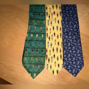Alynn 100% silk tie bundle “15 love” “The golf lesson” & “bringing up the rear”